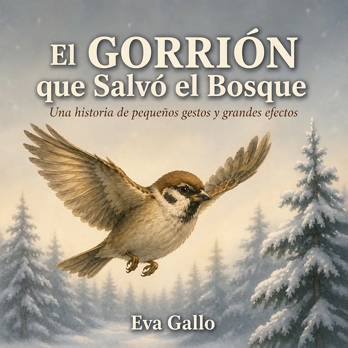 El gorrión que salvó el bosque, portada del libro